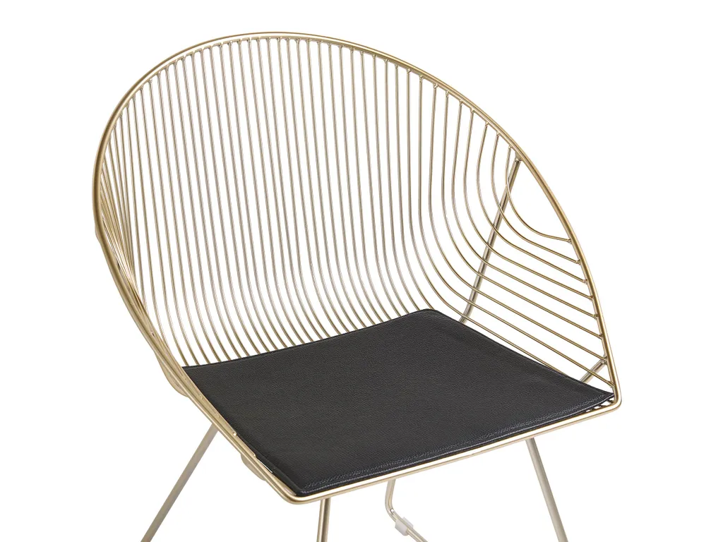 Stuhl 2er Set Gold Metall/Kunstleder 2 X Sitzkissen Modern â Bild 4