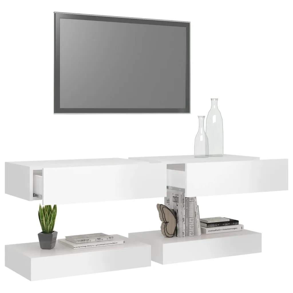 VidaXL TV-Schränke Mit LED-Leuchten 2 Stk. Hochglanz-Weiß 60x35 Cm – Bild 5