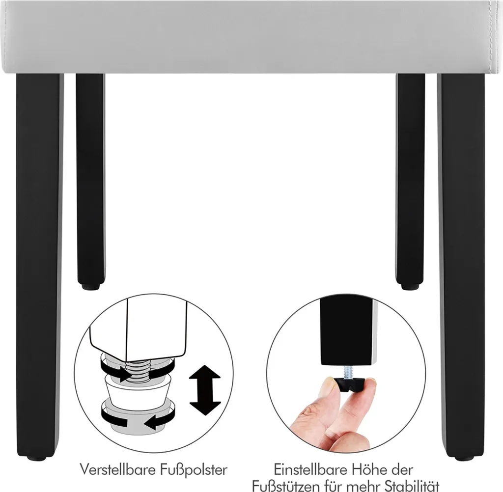 Yaheetech Esszimmerstühle 2er Set Küchenstuhl Polsterstuhl Mit Hoher Rückenlehne, Beine Aus Massivholz, Gepolsterte Sitzfläche Aus Kunstleder Weiß – Bild 8