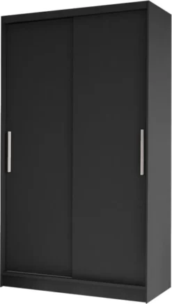 Mirjan24 Schiebetürenschrank Costa I, Kleiderschrank, Stilvoll Schlafzimmer Garderobenschrank (Farbe: Schwarz)