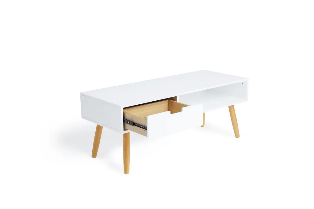 LIFA LIVING Fernsehtisch Lowboard Weiss Mit Schublade, Vintage TV Schrank TV Board Holz, Couchtisch Wohnzimmertisch Für Flachbildschirm Fernseher Konsole, 40x100x40 – Bild 6