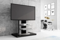 Fernsehtisch Roma H-777nw Schwarz Hochglanz 360° Drehbar TV Möbel TV Rack TV Ständer LCD Inkl. TV-Halterung