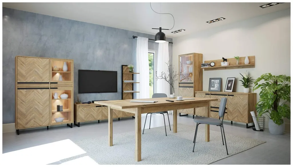 Lowboard SOLLETICO HIFI TV Fernseher Kommode Ca. 186 X 54x 42 Cm Bartex Eiche Nb. Staboptik – Bild 10