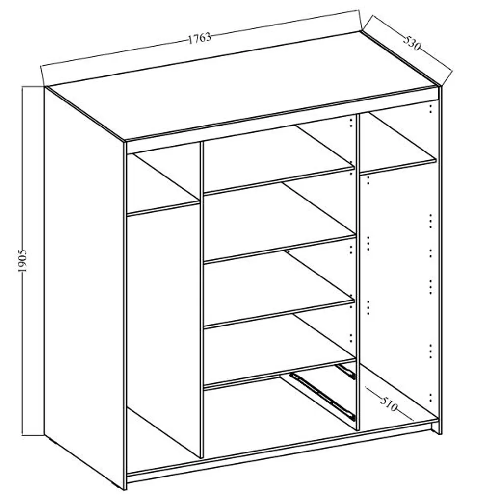 FURNIX Kleiderschrank ELIZA 176,3 Cm 4-türig Aufsatz Spiegel 2 Schubladen Weiss – Bild 3
