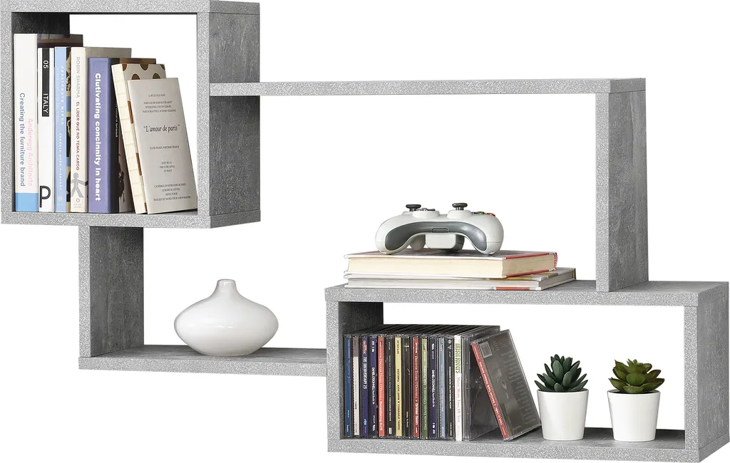 Schweberegal Kvinesdal 87x18x54cm Wandregal Mit 3 Fächern Max. 13kg Spanplatte Betonoptik