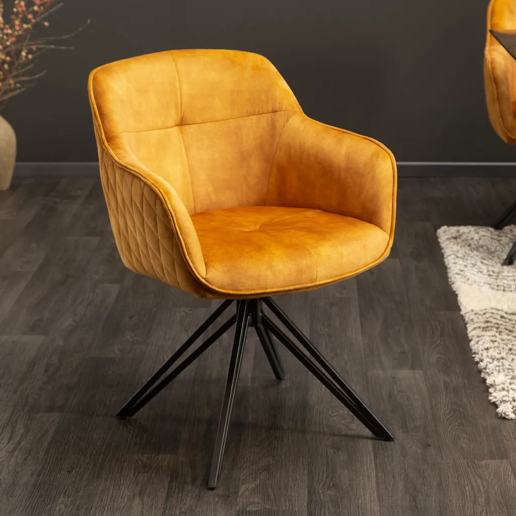 Invicta Stuhl Euphoria Senfgelb Samt Drehbar – Bild 9