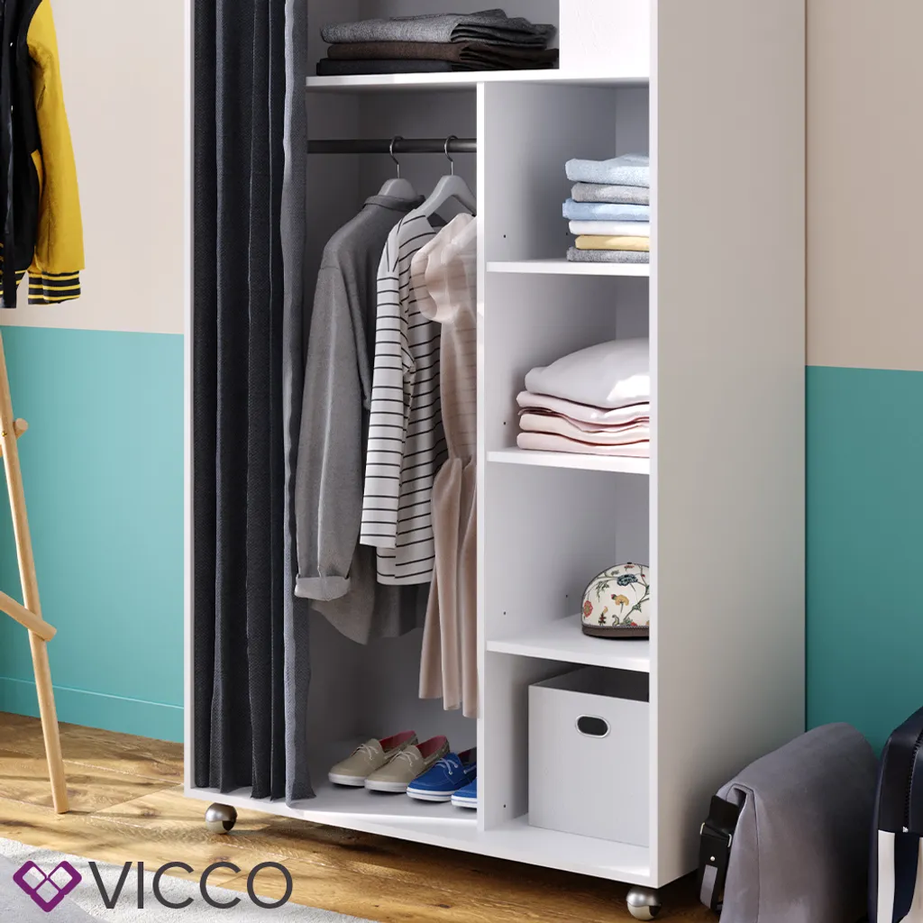 Vicco Kleiderschrank Doros Weiß 100 X 168 X 50 Cm Holzwerkstoff – Bild 5