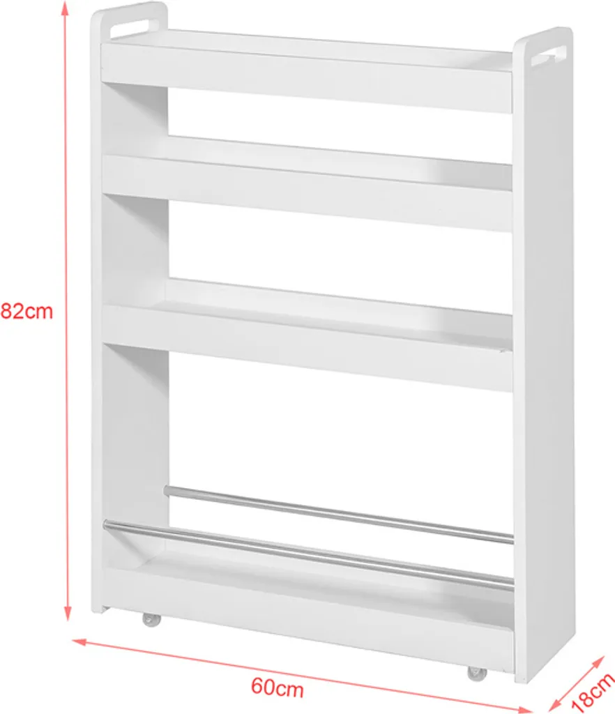 SoBuy Flaschenregal Nischenregal Gewürzregale Mit Rollen Tiefe 18 Cm, NSR01-W – Bild 2