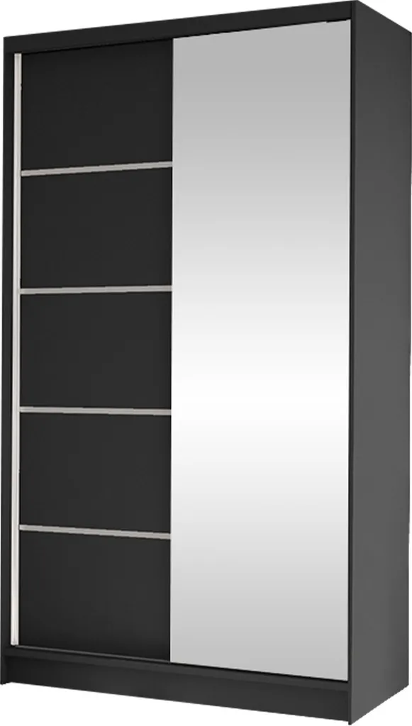 Mirjan24 Schiebetürenschrank Diego III, Kleiderschrank, Stilvoll Schlafzimmer Garderobenschrank (Farbe: Schwarz)