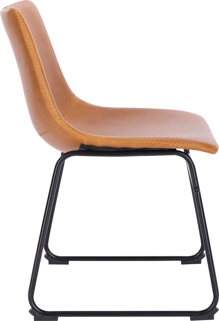 SVITA HARRY 2er Set Esszimmerstühle Metallbeine Kufengestell Kunstleder Cognac – Bild 5