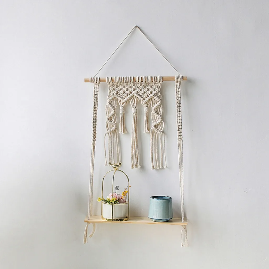 Wandregal Boho-Dekor An Der Wand Kerzenhalter Schwebende Holzdekorationsregale – Bild 3