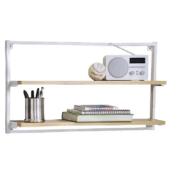 Wandregal Mit 2-facher Verwendungsmöglichkeit, Als Regal Und Als Kreidetafel (Memoboard) (weiß, Ca. 65 × 36 × 15 Cm Mit 2 Böden)