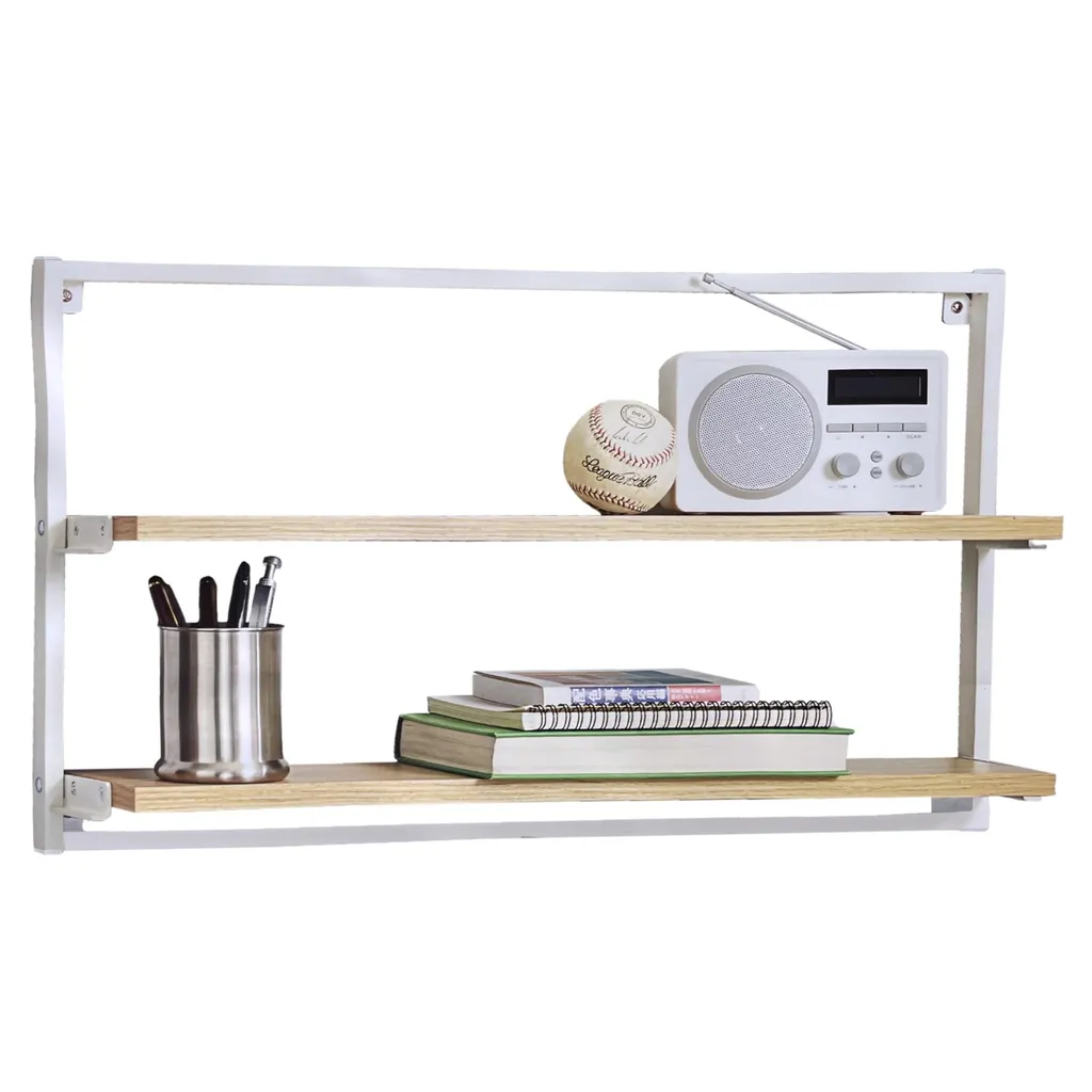 Wandregal Mit 2-facher Verwendungsmöglichkeit, Als Regal Und Als Kreidetafel (Memoboard) (weiß, Ca. 65 × 36 × 15 Cm Mit 2 Böden)