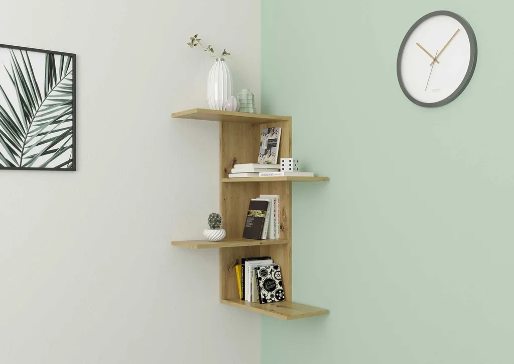 Eck-Wandregal - Artisan OakNachbildung - 45 X 45 Cm - Mit 4 Ablageflächen – Bild 2