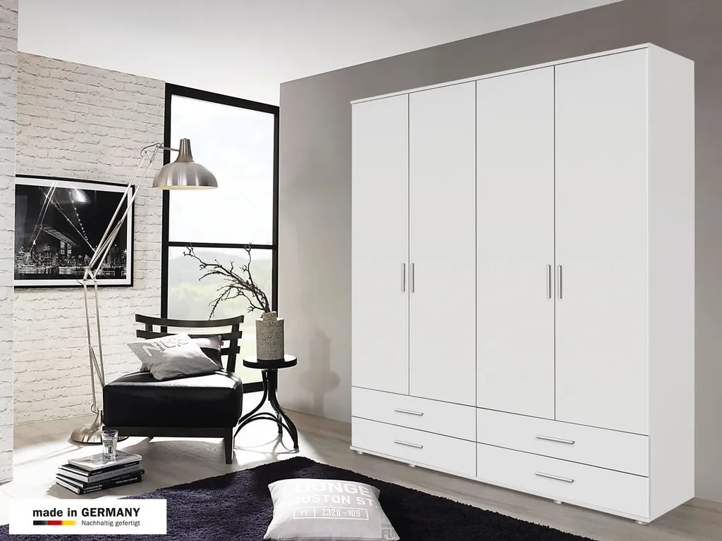 Kleiderschrank RASANT Drehtürenschrank Weiß 168 Cm 4-türig - Die Möbelfundgrube – Bild 2