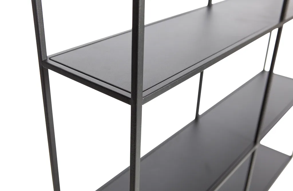 WOOOD Meert Wandregal Quadratisch Schwarz - Vitrineregal Metall - Wandvitrine 75x75x15 Cm