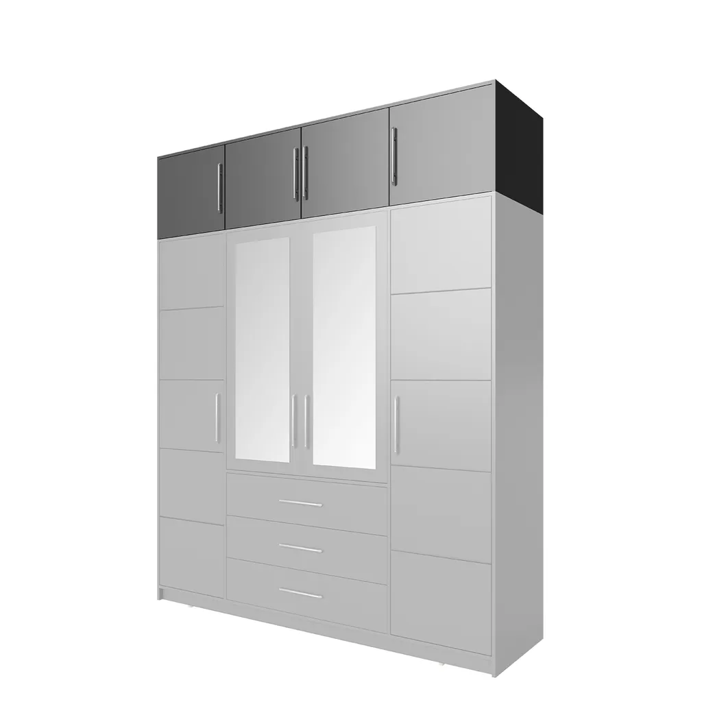 Mirjan24 Schrankaufsatz Für Tytus D4, Praktisch Kleiderschrank Aufsatz, Schlafzimmer Schrank (Farbe: Graphite) – Bild 3