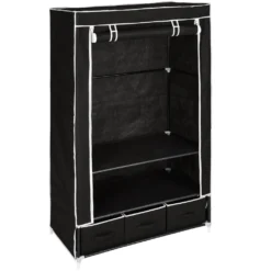 Tectake Stoffschrank 3 Fächer Inkl. 3 Boxen 87x159x49cm - Schwarz