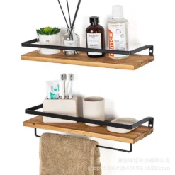 Wandregal Holz Schweberegal Hängeregal Wandboard 2er Set, Ideal Für Wohnzimmer Schlafzimmer Flur Badezimmer Küche,40x15 Cm