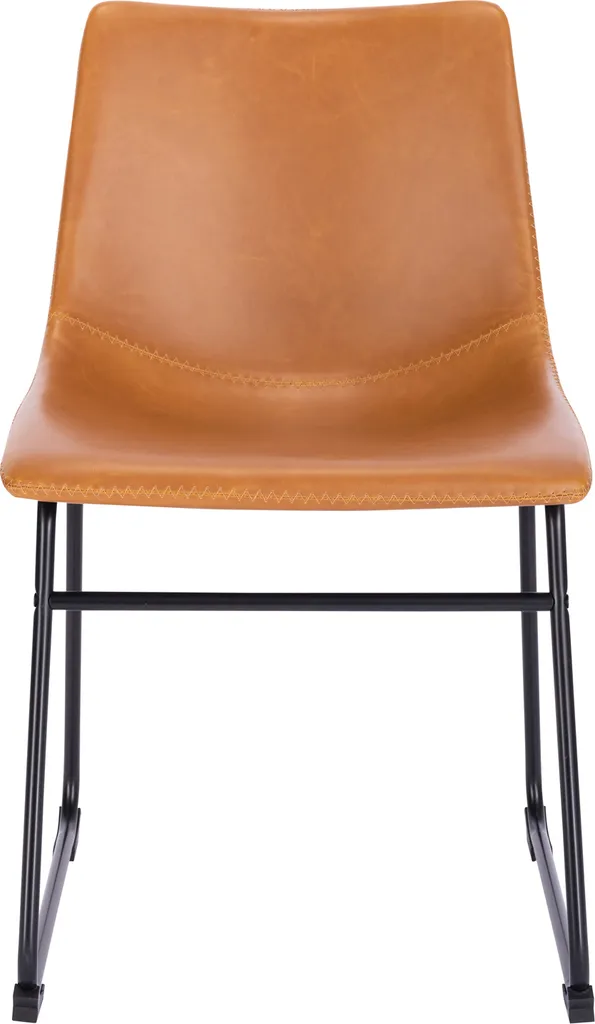 SVITA HARRY 2er Set Esszimmerstühle Metallbeine Kufengestell Kunstleder Cognac – Bild 4