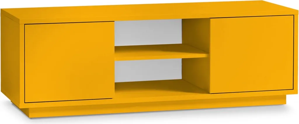 AILEENSTORE TV-Lowboard Eyecatcher - Fernseher-Tisch In Holz-Optik - HiFi-Kommode Mit 2 Türen & 2 Fächern - Wohnzimmer-Möbel, Farbe:Orange