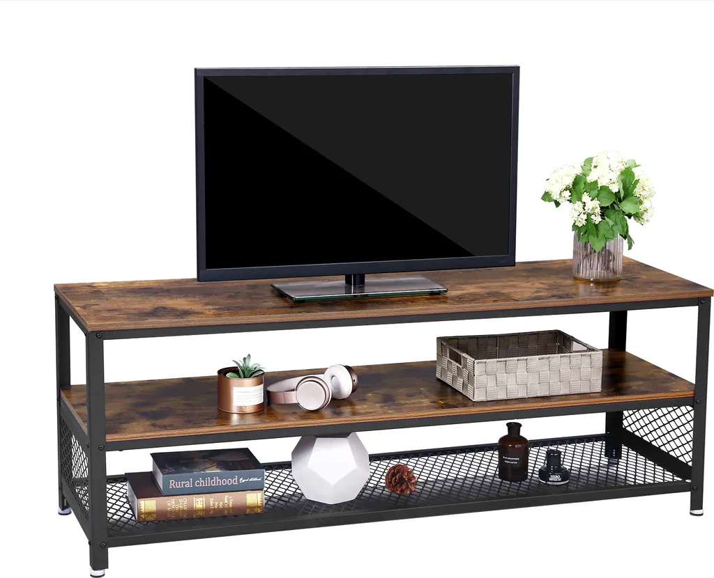 VASAGLE TV-Lowboard TV-Schrank Mit Metallrahmen 140 X 40 X 52 Cm Mit 2 Ablagen Fernsehtisch Vintage LTV50BX – Bild 3