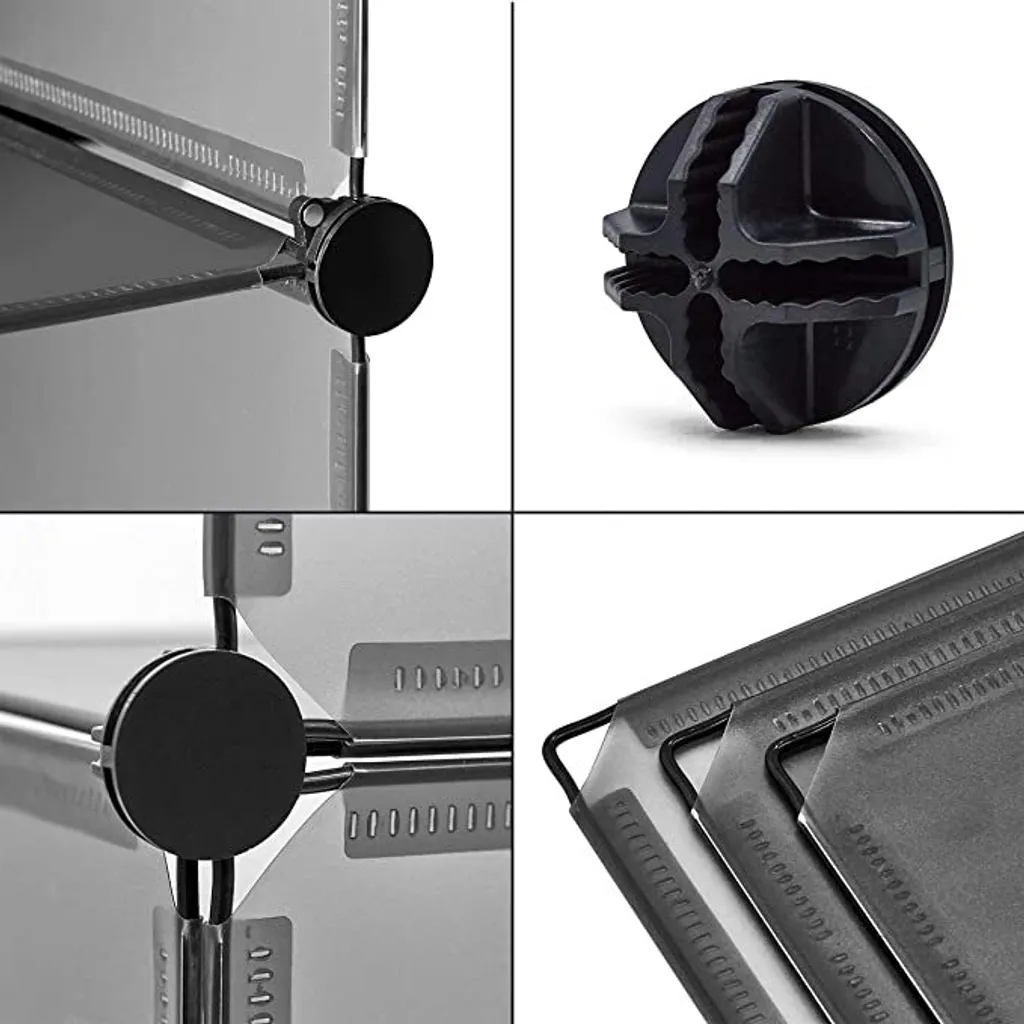 Meerveil Kunststoff Kleiderschrank Garderobenschrank Steckregal DIY Modular Schrank Regalsystem Mit 2 Kleiderstange (Halbtransparent Grau, 20-Kubus) – Bild 4