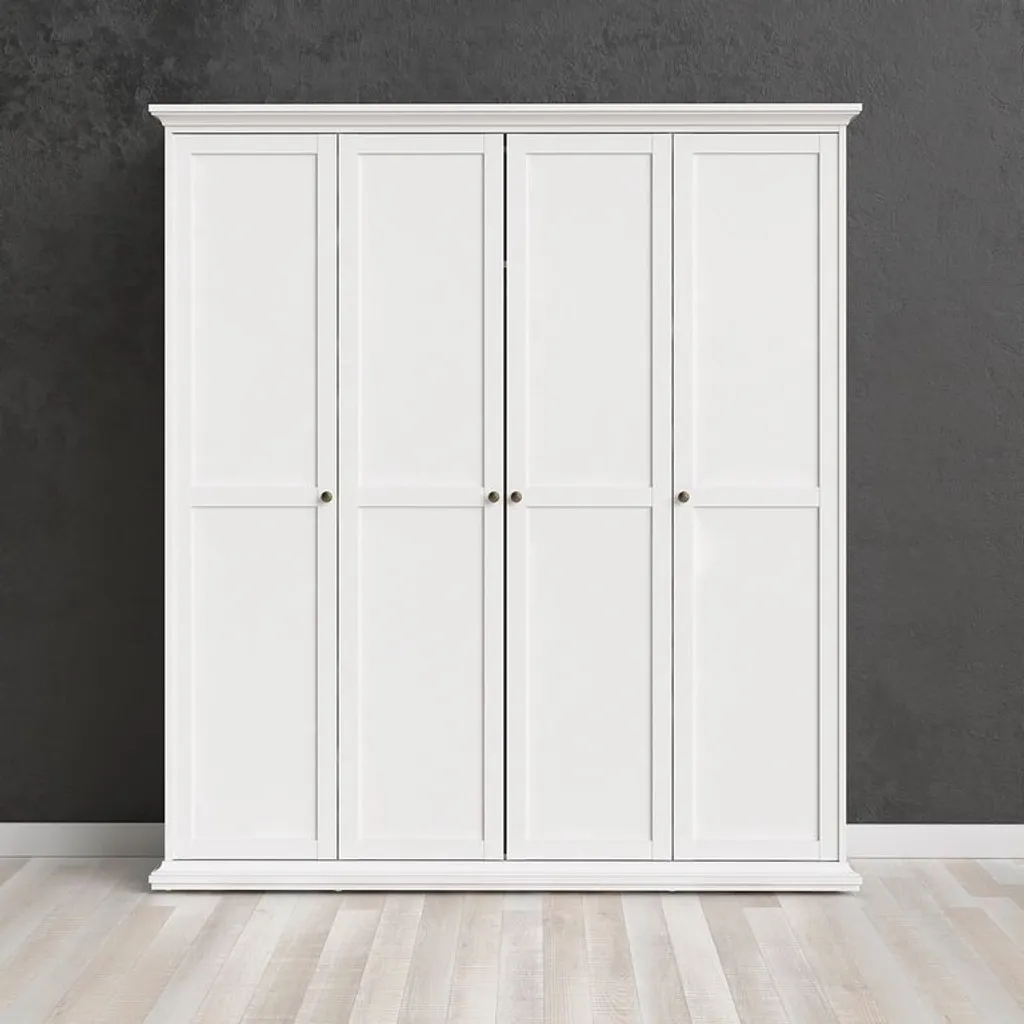 Paris Kleiderschrank 4-türig Weiß – Bild 6