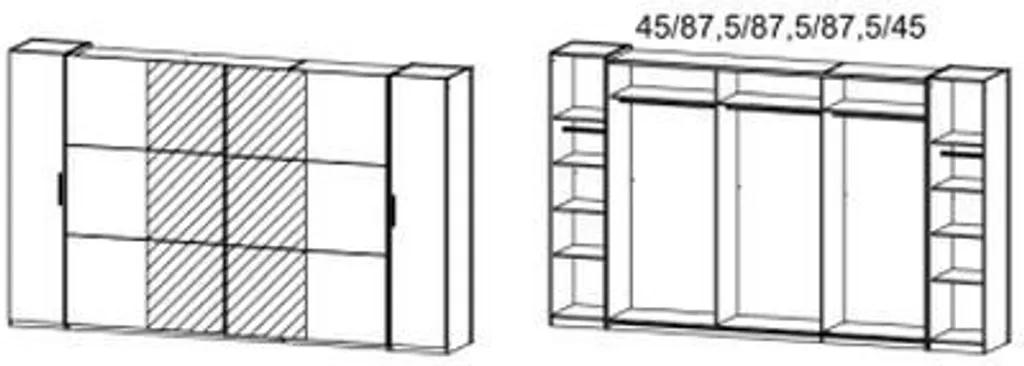 Dreh-/Schwebetürenschrank Nico Weiß 4-trg B 335 Cm Jugend Schlafzimmer Drehtürenschrank Kleiderschrank Wäscheschrank Spiegel Schiebetürenschrank – Bild 2