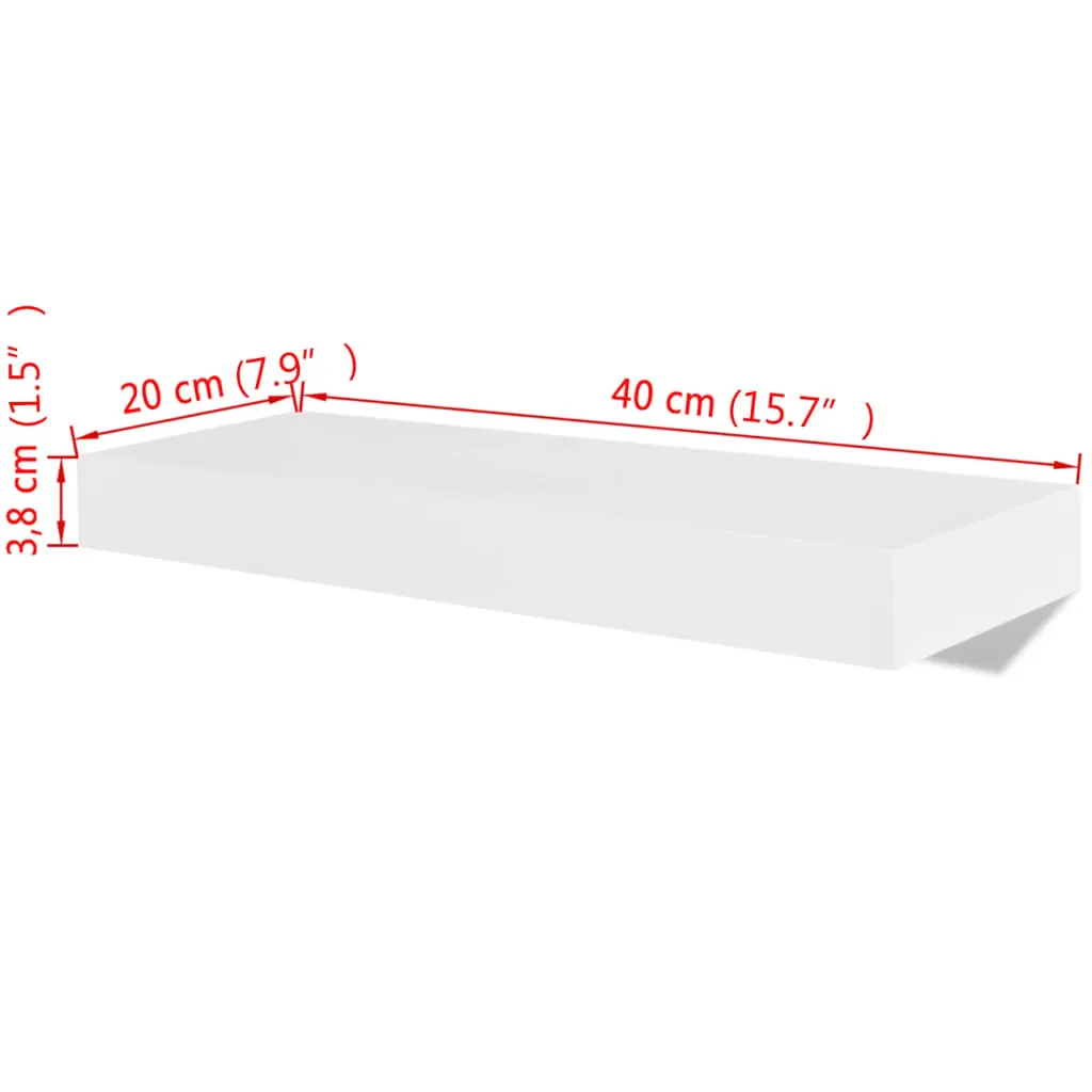 VidaXL 2er Set MDF Wandregal Wandboard Hängeregal Bücher/DVD Regal, Weiß – Bild 5