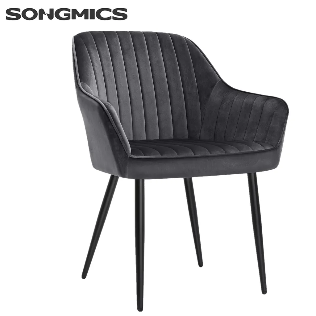 SONGMICS Küchenstuhl Mit Armlehnen Sessel Polsterstuhl Samtbezug Max. 110 Kg LDC087G01 – Bild 5