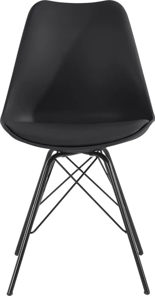 HOMEXPERTS Esszimmerstuhl Ursel 2er-Set, Metall Schwarz, Kunstleder Schwarz – Bild 3