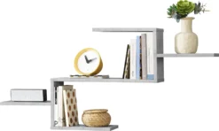 Schweberegal Flekkefjord 104 X 14,5 X 49,5 Cm Wandregal Mit 5 Ablagen Max. 6kg Spanplatte Betonoptik