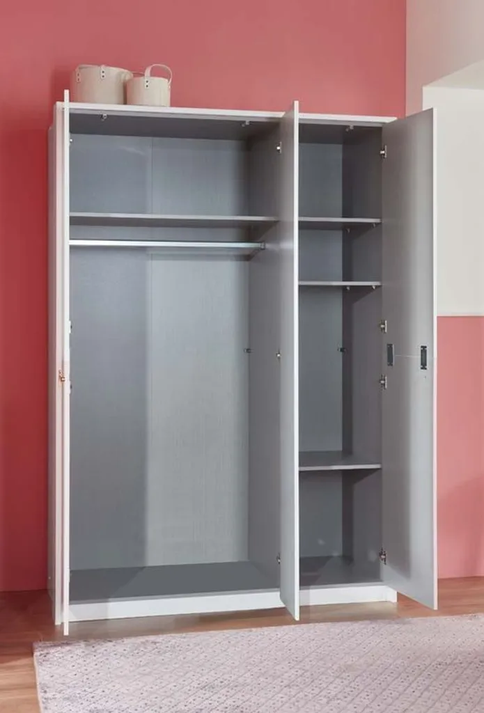 Cindy2 Kleiderschrank 3-türig Weiß / Rose – Bild 4