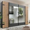 Schwebetürenschrank Kleiderschrank Schrank 270cm Spiegel Graphit Silver