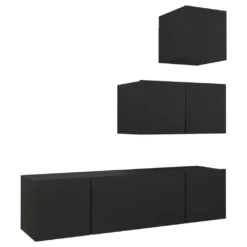 VidaXL 4-tlg. TV-Schrank-Set Schwarz Holzwerkstoff