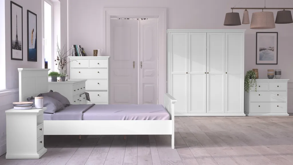 Paris Kleiderschrank 4-türig Weiß – Bild 9