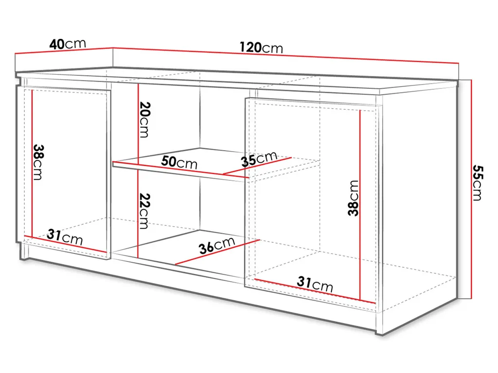 Mirjan24 TV-Lowboard Pateni, Stilvoll TV-Schrank, Praktisch TV-Kommode, Wohnzimmer Kollektion (Farbe: Weiß) – Bild 4