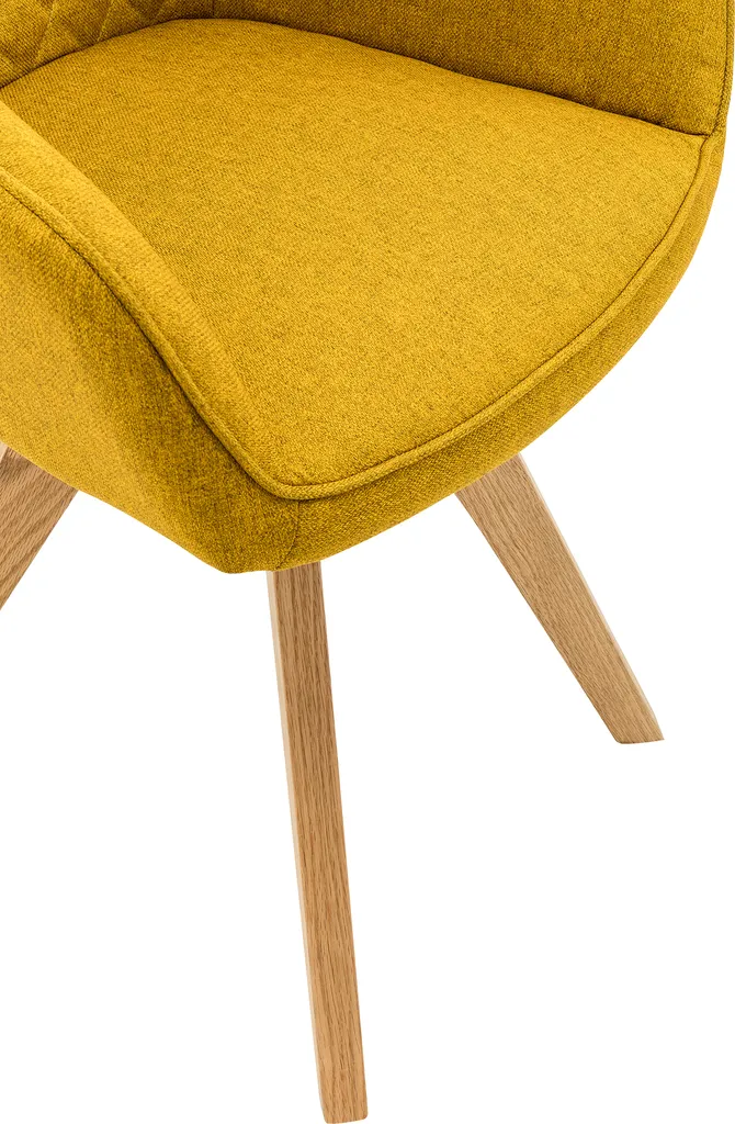 SalesFever Polsterstuhl 2er Set Mit Armlehnen | Bezug Textil | Gestell Eichenholz Massiv | Rautensteppung Im Rückenbereich | B 59 X T 61 X H 88 Cm | Curry-gelb – Bild 7