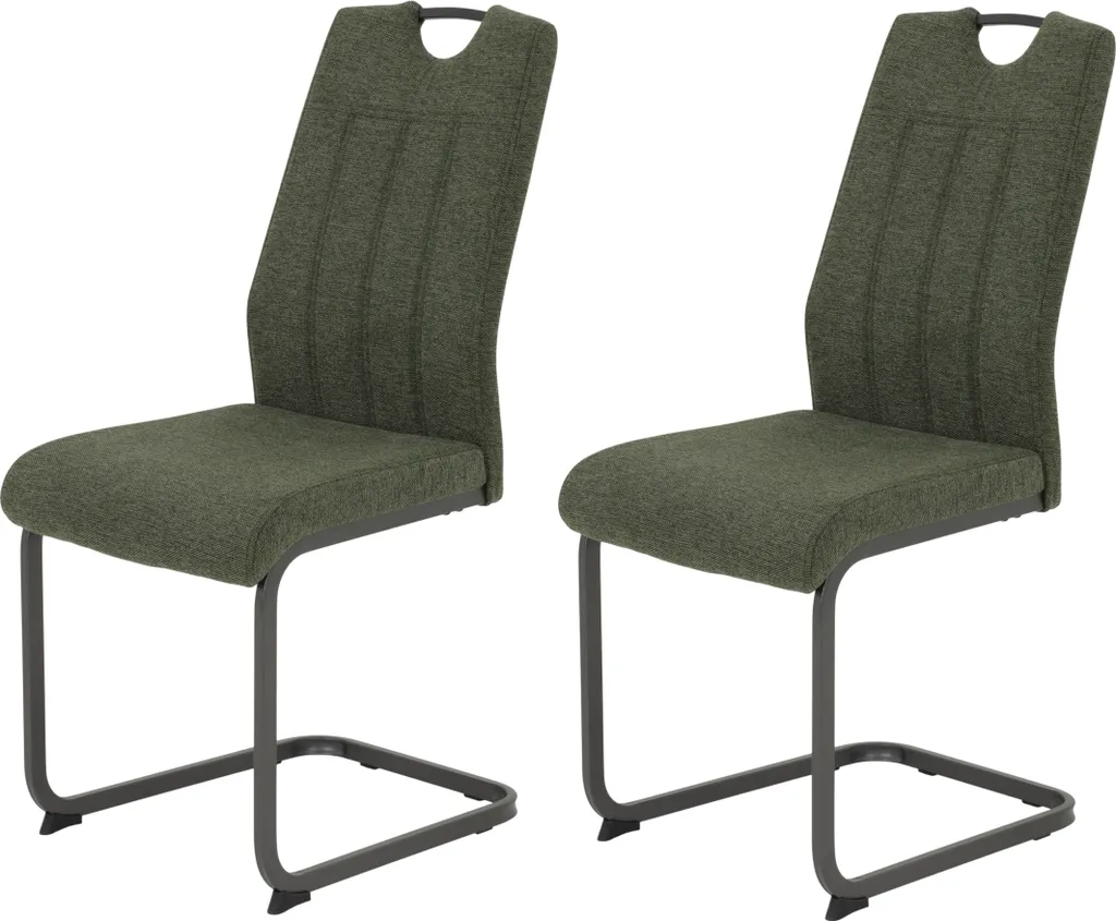 2er Set Esszimmerstuhl Britta - Webstoff Grün - 140kg Belastbar