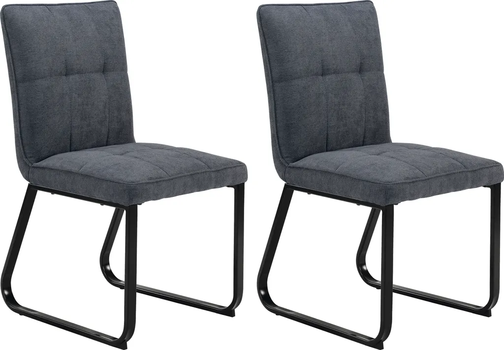 ByLIVING Esszimmerstuhl Talea 2er-Set, Metall Schwarz, Stoff Dunkelgrau