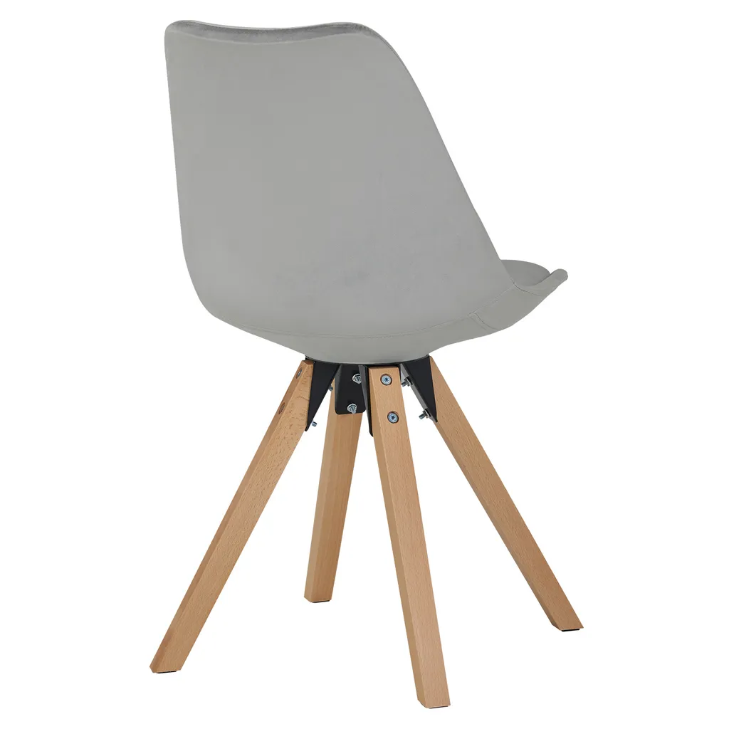 Stuhl Esszimmerstuhl Küchenstuhl 2er Set Grau Holz Beine Stoff Samt – Bild 2