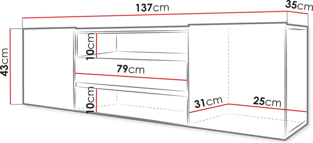 Mirjan24 TV-Lowboard Sound, Stehend TV-Schrank Mit LED-Beleuchtung, Stilvoll TV-Möbel, RTV (Farbe: Weiß / Weiß Hochglanz) – Bild 3