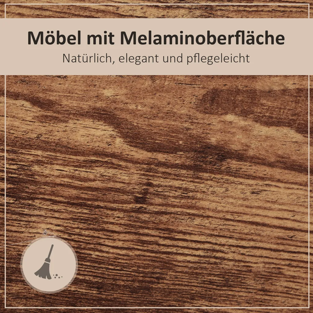 HOMCOM TV Schrank Lowboard TV-Regal Im Industrie-Design 3-stufig Spanplatte Natur 120 X B40 X H45 Cm – Bild 5