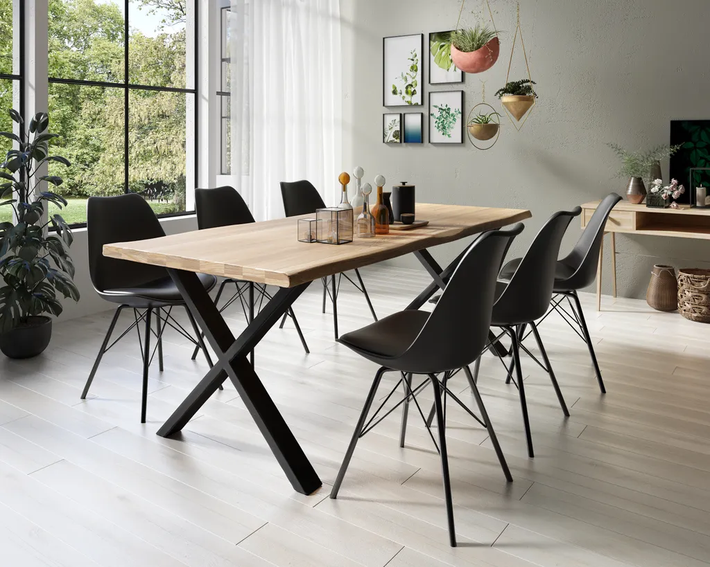 HOMEXPERTS Esszimmerstuhl Ursel 2er-Set, Metall Schwarz, Kunstleder Schwarz – Bild 2