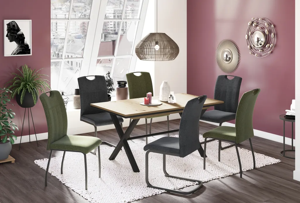 2er Set Esszimmerstuhl Britta - Webstoff Grün - 140kg Belastbar – Bild 3