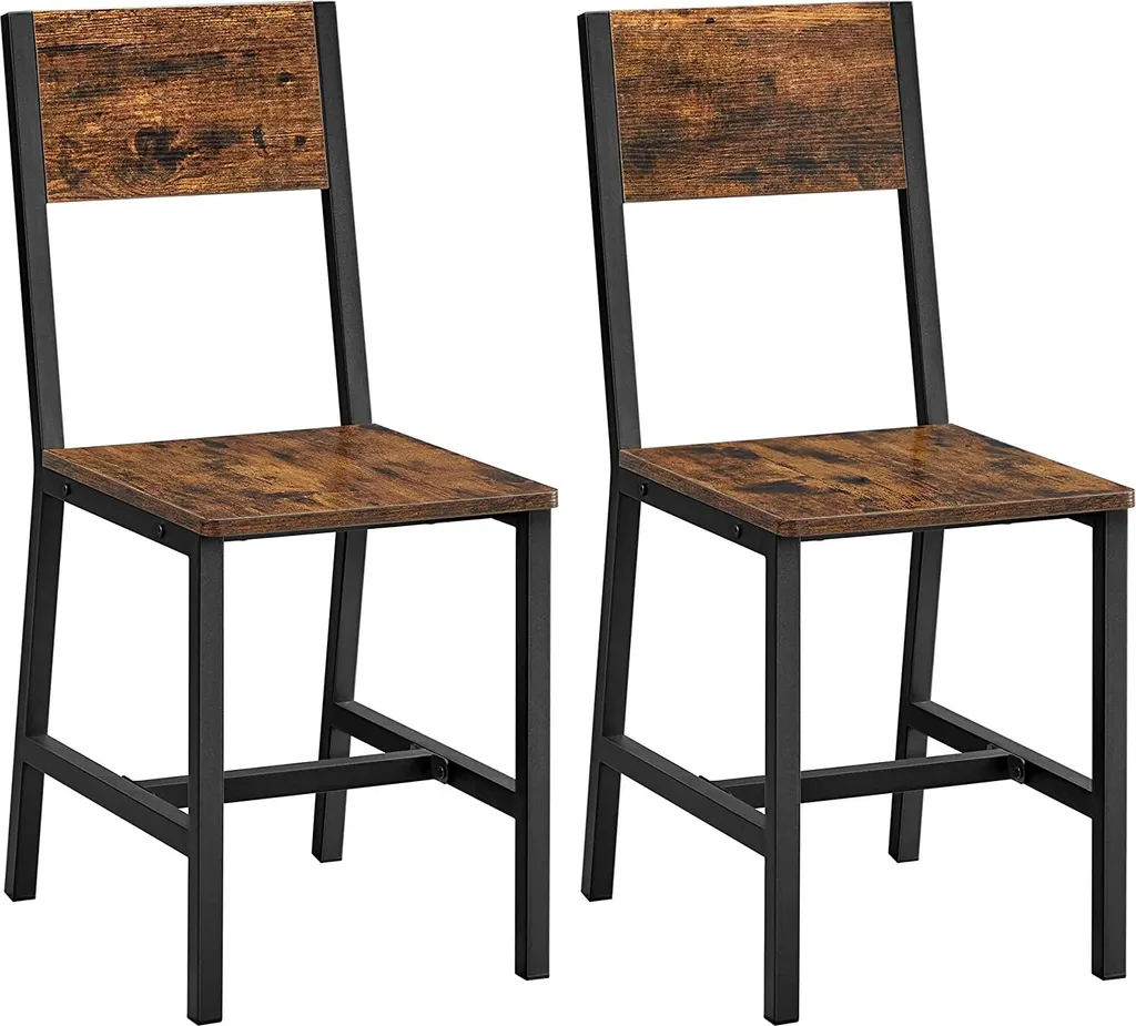 VASAGLE 2er Set Esszimmerstühle, Küchenstühle, Esszimmerstuhl Für Esszimmer, Metallrahmen, Wohnzimmer, Küche, Vintagebraun-schwarz LDC092B01V1 – Bild 2