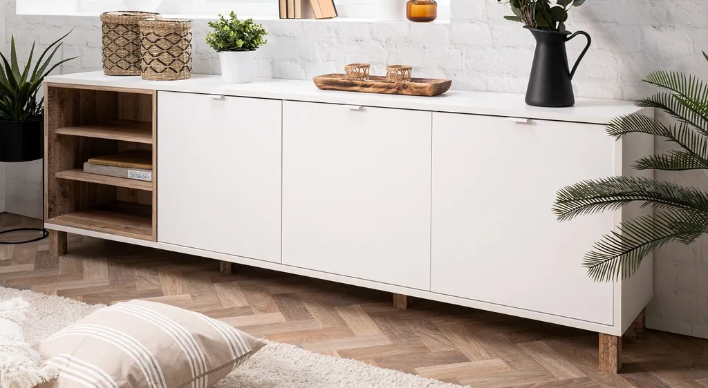 TV Board Lowboard Fernseher Kommode Sideboard Ca. 200 Cm MENORCA 57A Weiß / Old Style – Bild 17