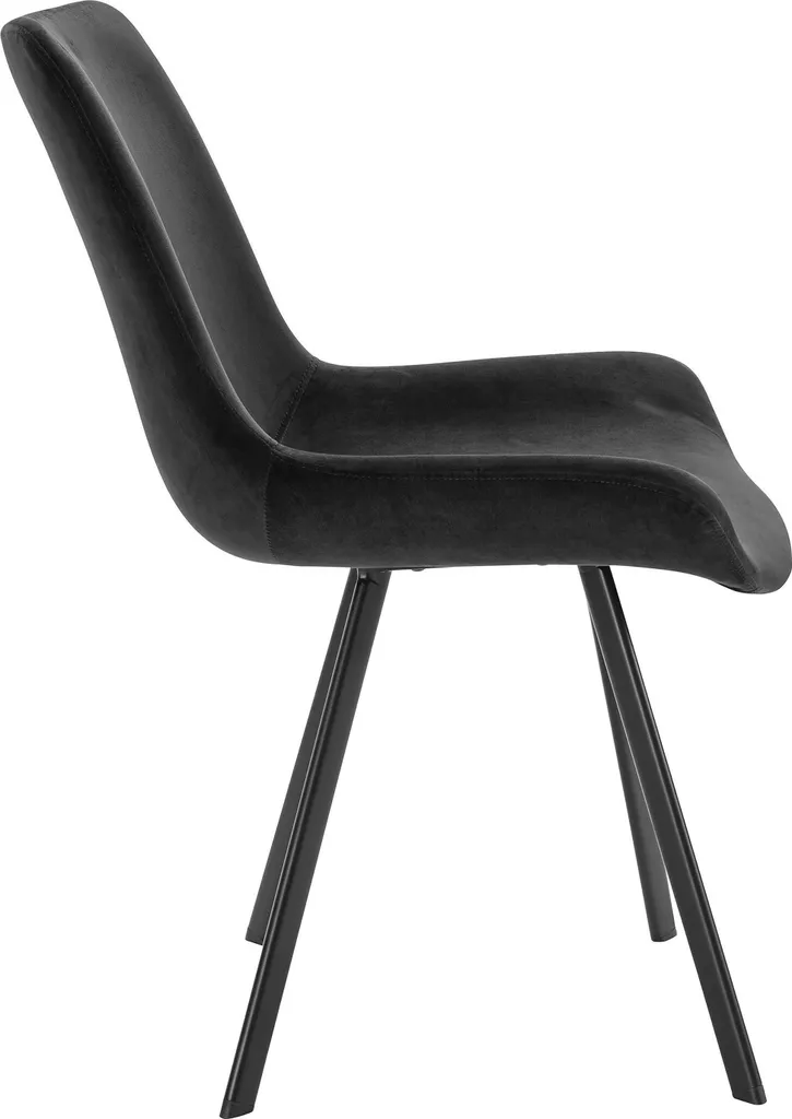 HOMEXPERTS Esszimmerstuhl Rose 2er-Set, Metall Schwarz, Samt Schwarz – Bild 5