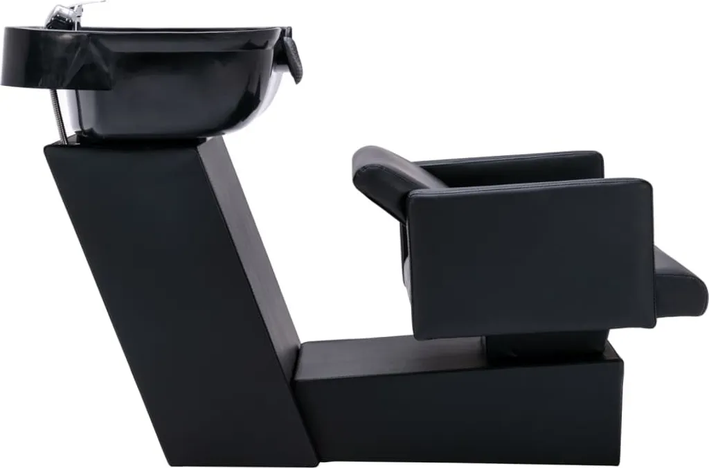 VidaXL Friseurstuhl Mit Waschbecken Schwarz 129x59x82 Cm Kunstleder – Bild 3